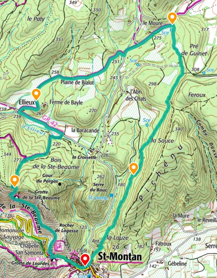 [À TESTER] Une boucle de 7,5km (~2h) par Ellieux et en revenant par le GR42.